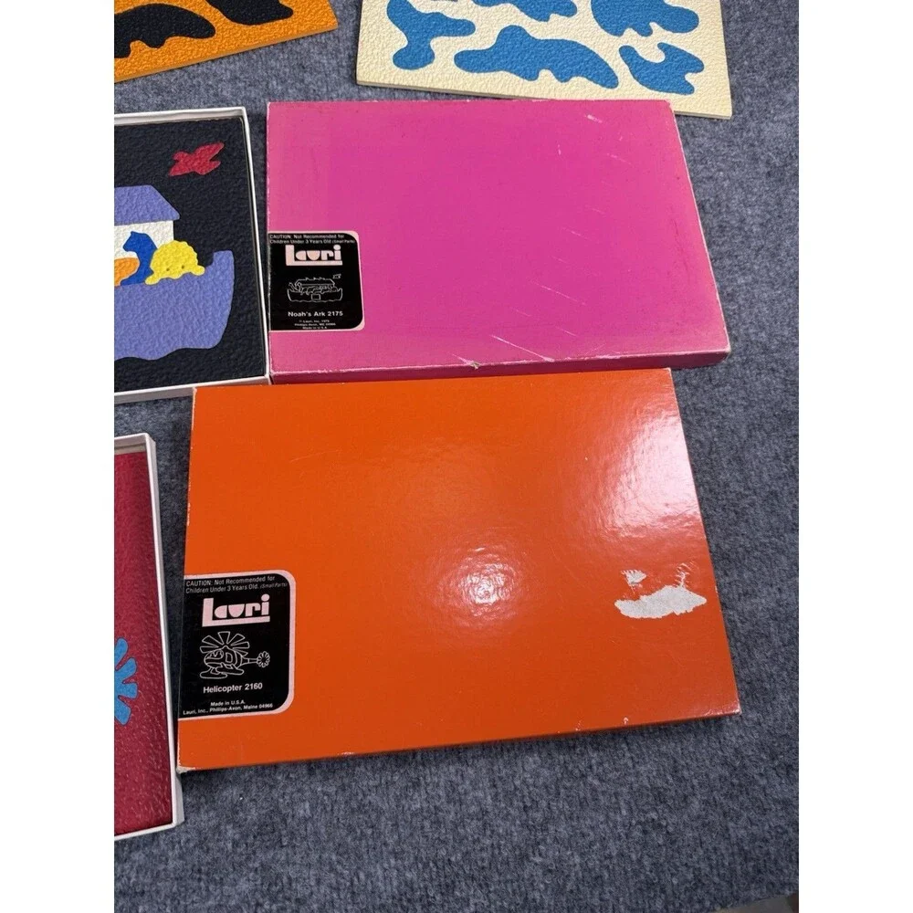 Vintage Lauri Crepe Foam Puzzle LOT of 5 – Noah’s Ark, Helicopter, Silhouettes